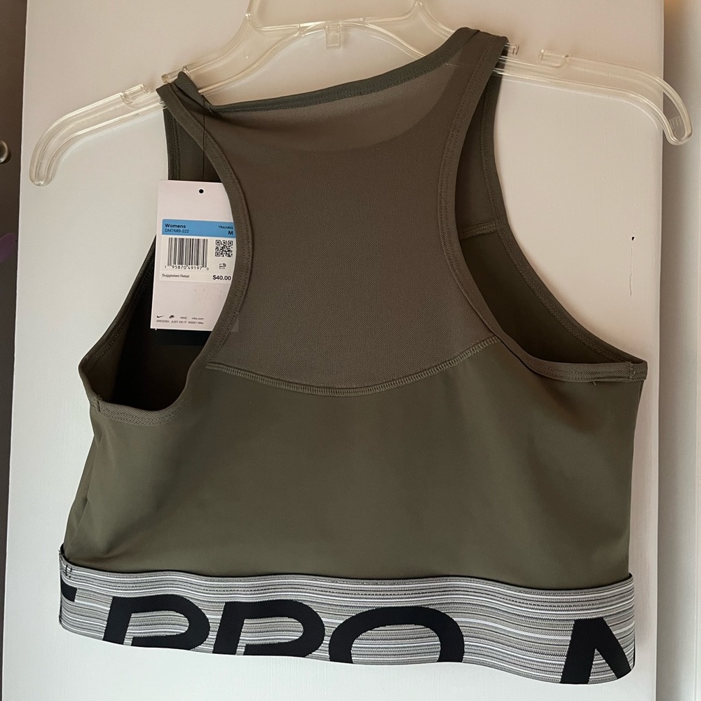Nike Pro Sports Bra Olive Green and Black - Picture 4 of 11